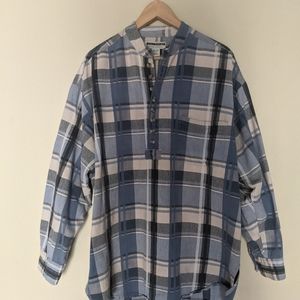 90's oversized blue plaid cotton shirt